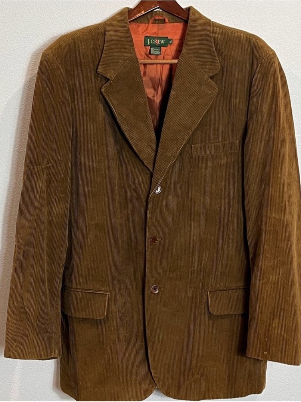 Vtg J.Crew Brown Corduroy Sport Coat Blazer XL Dark Academia Preppy Professor